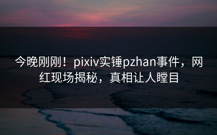 今晚刚刚！pixiv实锤pzhan事件，网红现场揭秘，真相让人瞠目