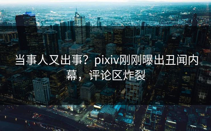 当事人又出事?pixiv刚刚曝出丑闻内幕,评论区炸裂 当事人又出事?pixiv刚刚曝出丑闻内幕,评论区炸裂