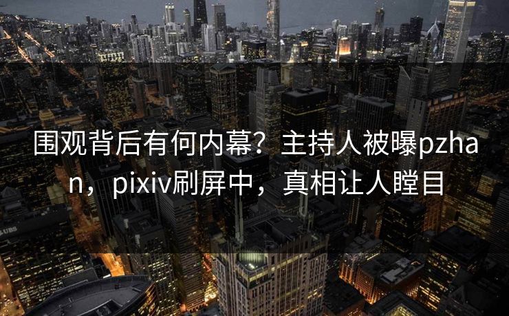 围观背后有何内幕？主持人被曝pzhan，pixiv刷屏中，真相让人瞠目