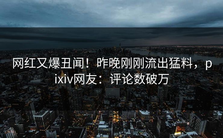 网红又爆丑闻！昨晚刚刚流出猛料，pixiv网友：评论数破万