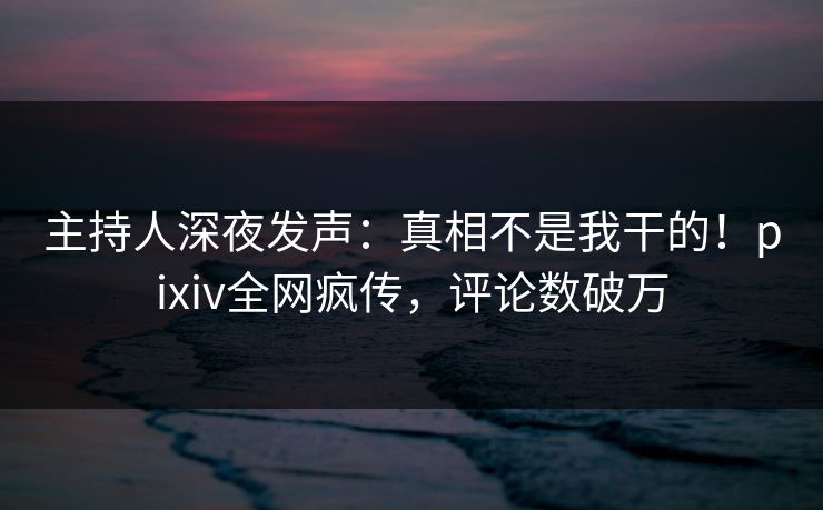 主持人深夜发声：真相不是我干的！pixiv全网疯传，评论数破万