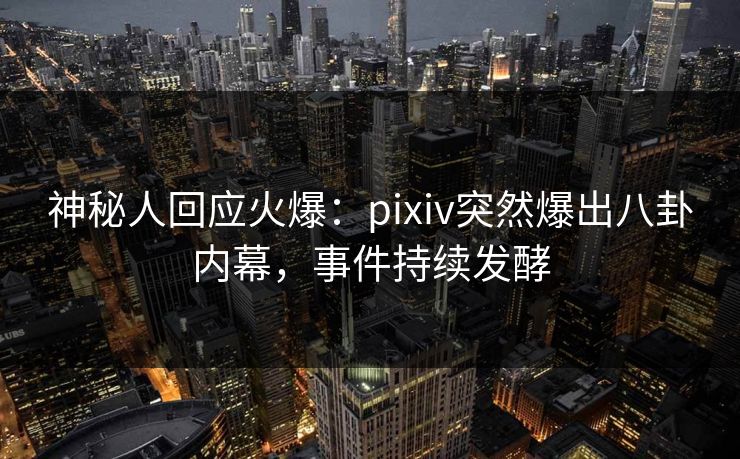 神秘人回应火爆：pixiv突然爆出八卦内幕，事件持续发酵