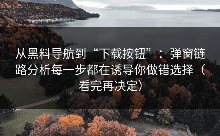 从黑料导航到“下载按钮”：弹窗链路分析每一步都在诱导你做错选择（看完再决定）