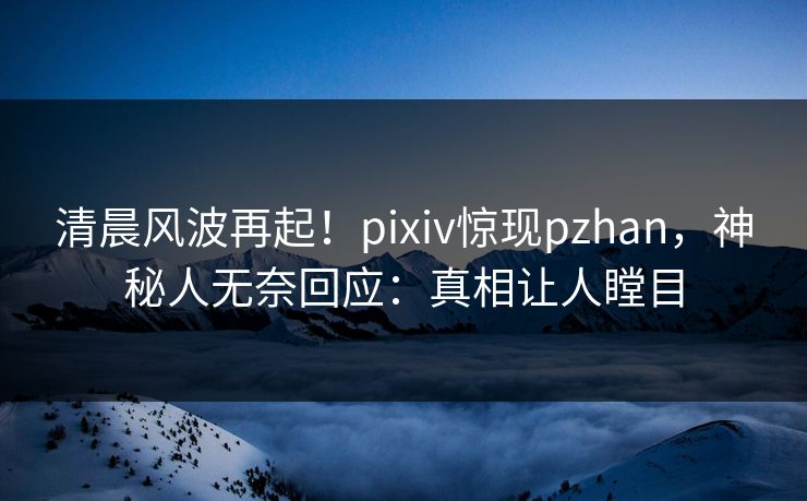 清晨风波再起！pixiv惊现pzhan，神秘人无奈回应：真相让人瞠目