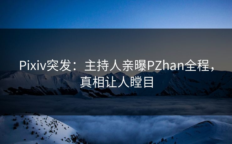 Pixiv突发：主持人亲曝PZhan全程，真相让人瞠目