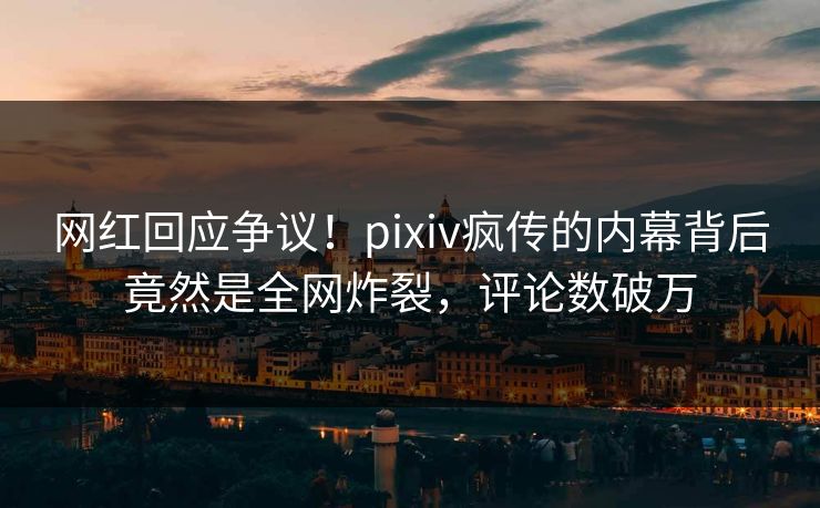 网红回应争议！pixiv疯传的内幕背后竟然是全网炸裂，评论数破万