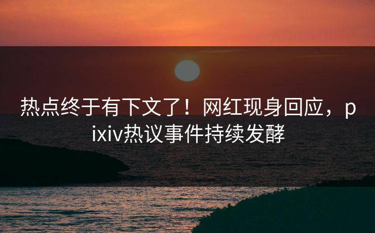 热点终于有下文了！网红现身回应，pixiv热议事件持续发酵