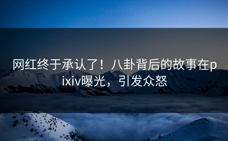 网红终于承认了！八卦背后的故事在pixiv曝光，引发众怒