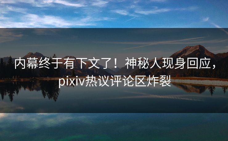 内幕终于有下文了！神秘人现身回应，pixiv热议评论区炸裂