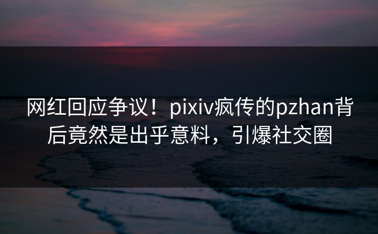 网红回应争议！pixiv疯传的pzhan背后竟然是出乎意料，引爆社交圈