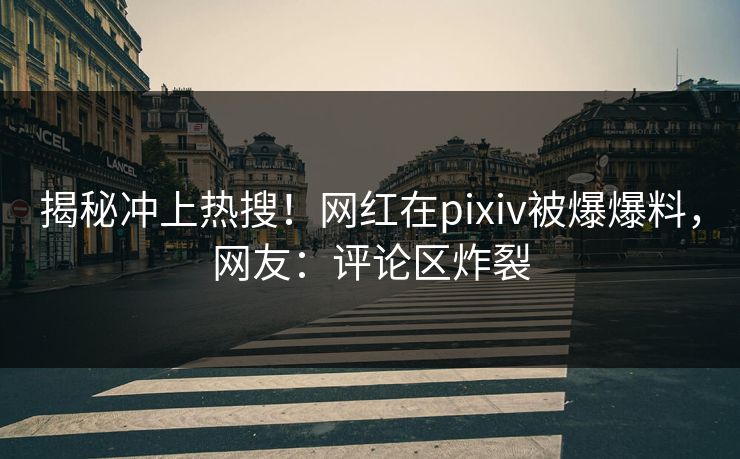 揭秘冲上热搜！网红在pixiv被爆爆料，网友：评论区炸裂