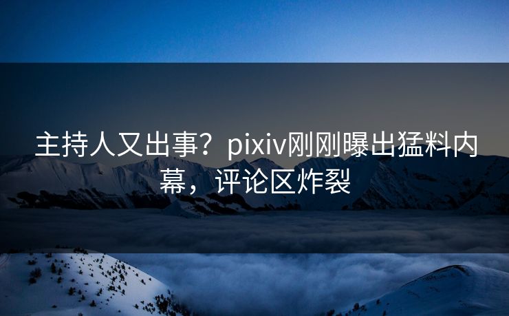 主持人又出事？pixiv刚刚曝出猛料内幕，评论区炸裂