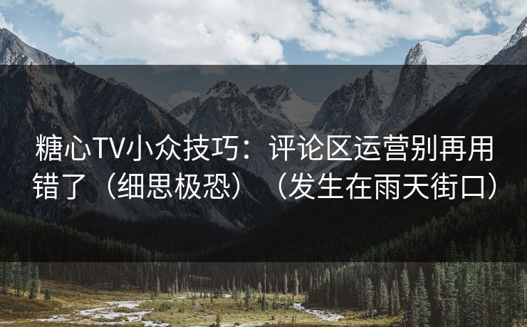 糖心TV小众技巧:评论区运营别再用错了(细思极恐)(发生在雨天街口) 糖心TV小众技巧:评论区运营别再用错了(细思极恐)(发生在雨天街口)